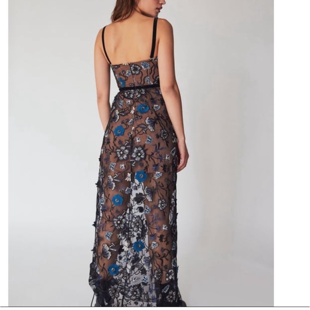 For Love And Lemons Black and Blue Floral Maxi Dress - Picture 5 of 13